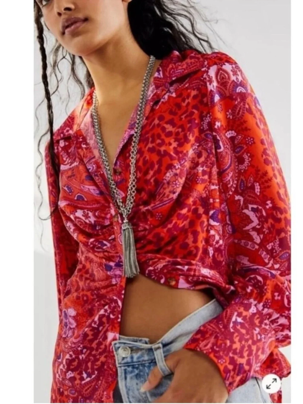 Free People Bianca Printed Blouse Top